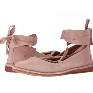 Frye Helena Ankle Tie Blush Flats